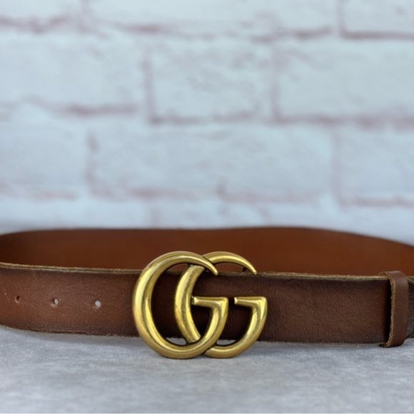 Gucci Raw Edge Unfinished Wide Marmont Double G Leather Belt 409416 70/28 - Picture 2 of 9